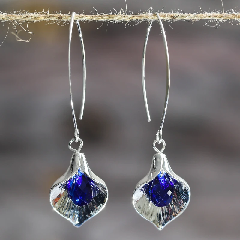 Blauwe Steen Oorbellen in Zilver