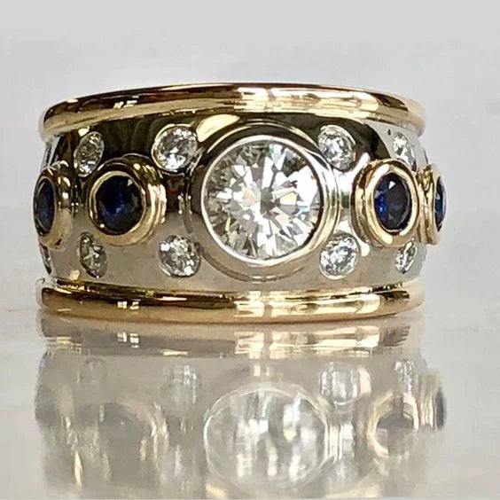 Vintage gouden ring met zirkonia-inleg