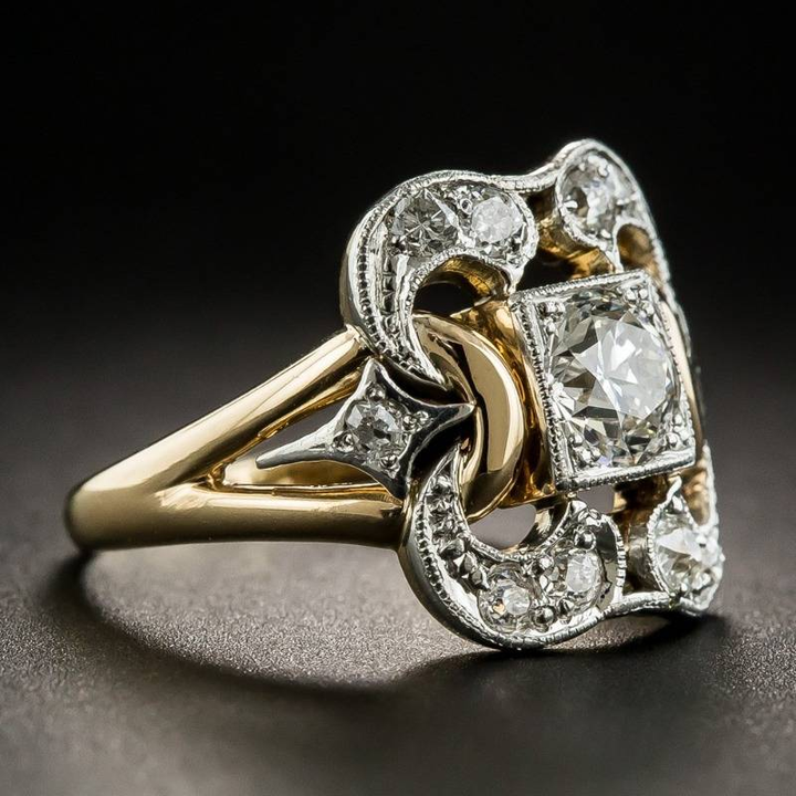 Gouden vintage ring met cirkonia