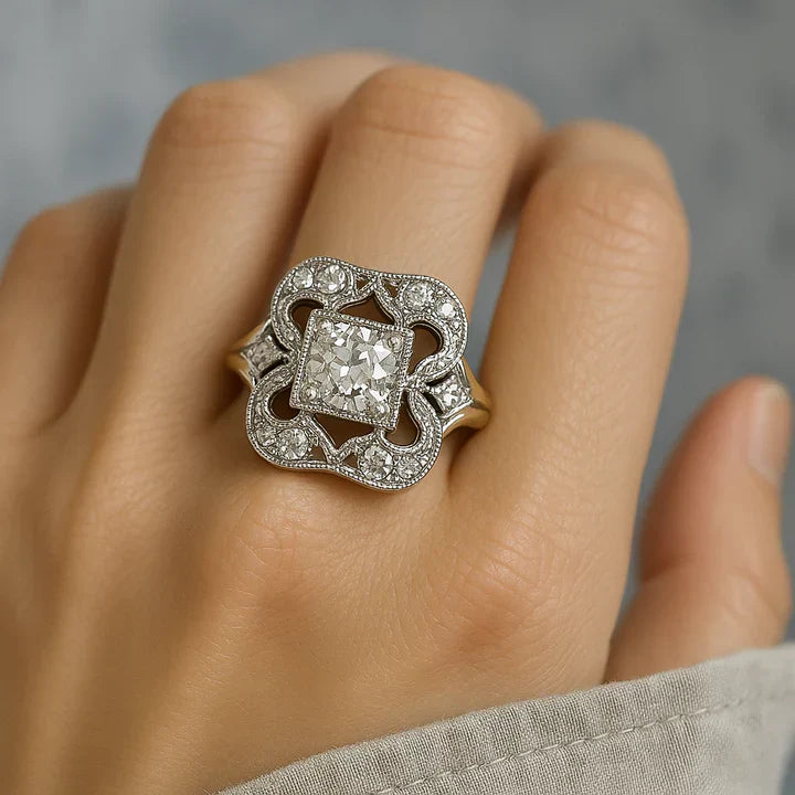 Gouden vintage ring met cirkonia