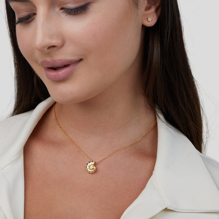 Halsketting met Schelp Hanger van Kristal