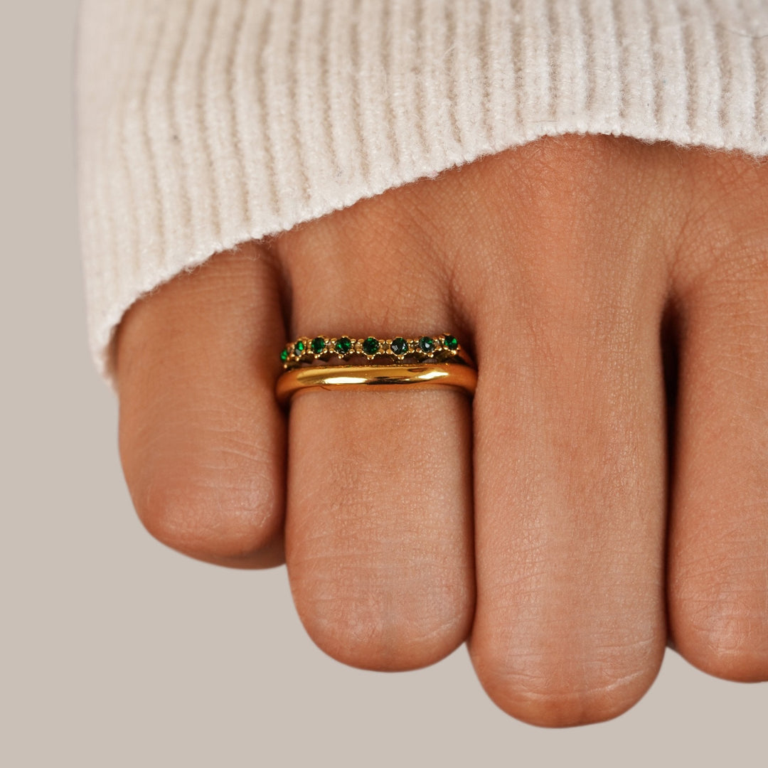 Mary - Smaragdgroene, gelaagde ring
