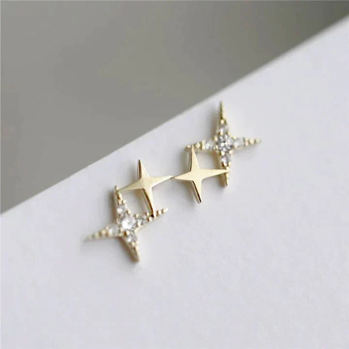 Sterren Stud Oorbellen met Zirkonia in Goud