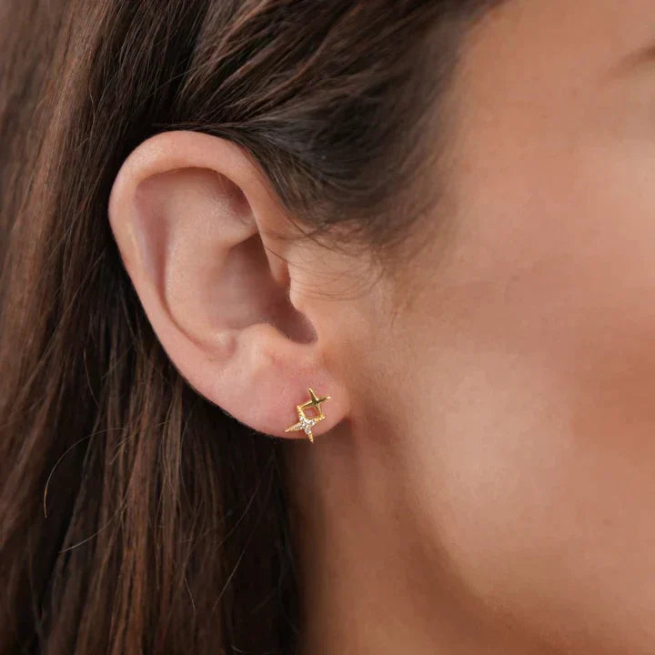 Sterren Stud Oorbellen met Zirkonia in Goud