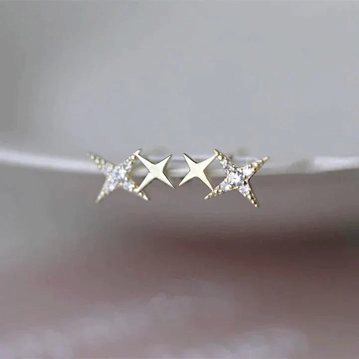 Sterren Stud Oorbellen met Zirkonia in Goud
