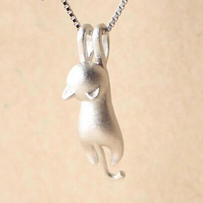 Speelse ketting met kitten van 925 zilver