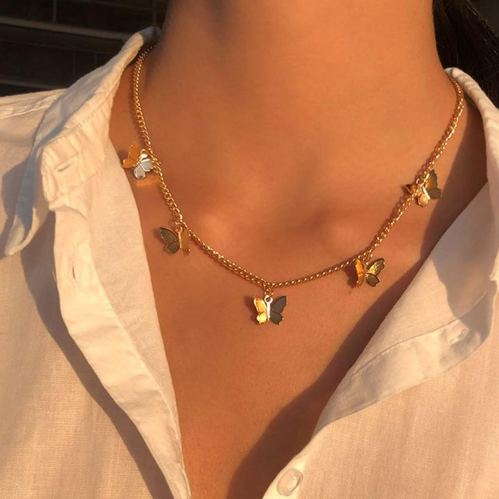 Zilveren en Gouden Geplateerde Vlinderketting