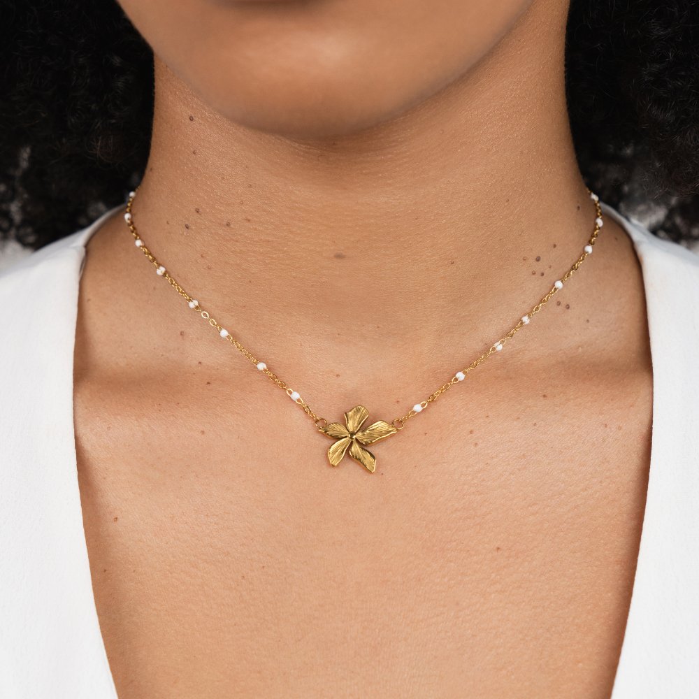 Elegante Ketting met Gouden Bloem