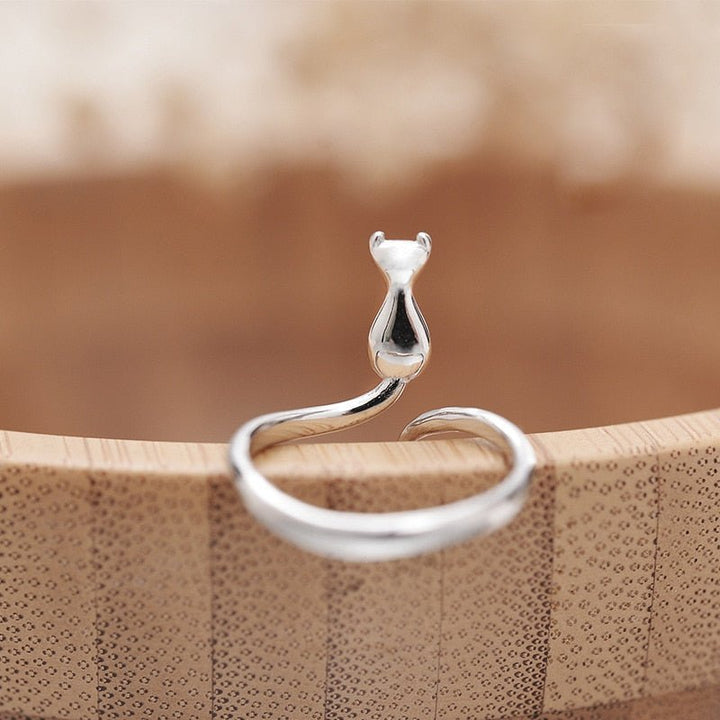 Schattige roestvrijstalen kattenring