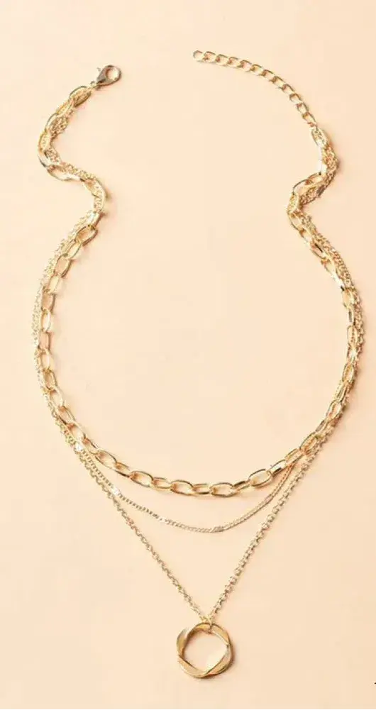 Klassieke gelaagde gouden ketting met hanger