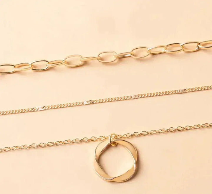 Klassieke gelaagde gouden ketting met hanger