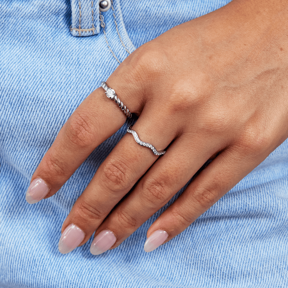Zenya Kristal en Zilveren Golf Ring